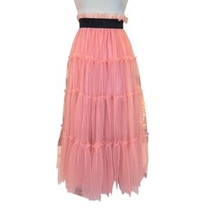 Item # A143  Nancy New York  Whimsical  Pink Tiered Tulle Maxi Skirt  NWT  M